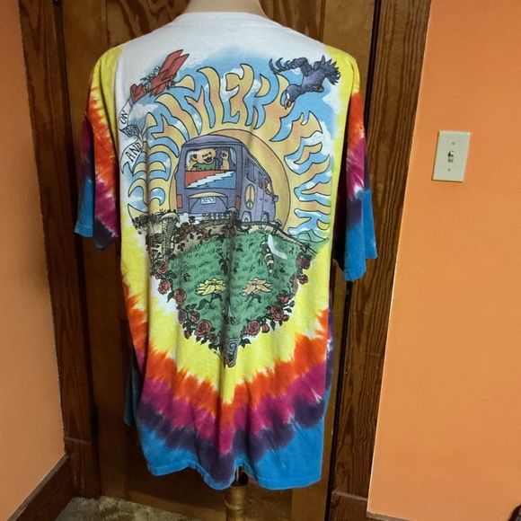 Vintage Y2K Grateful Dead Tie Dye Tour Bus Graphic T-Shirt - Picture 7 of 9